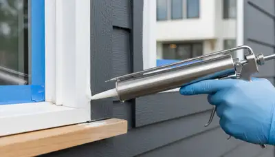 Professional caulking and sealing on Savannah GA home exterior for moisture and weather protection