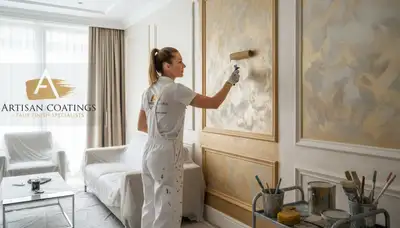 Professional faux painting finish on interior wall by expert painters in Savannah, GA