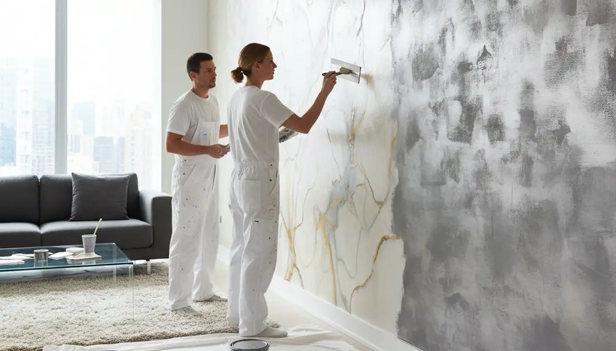 Professional faux painting finish on interior wall in Savannah, GA by decorative painting experts