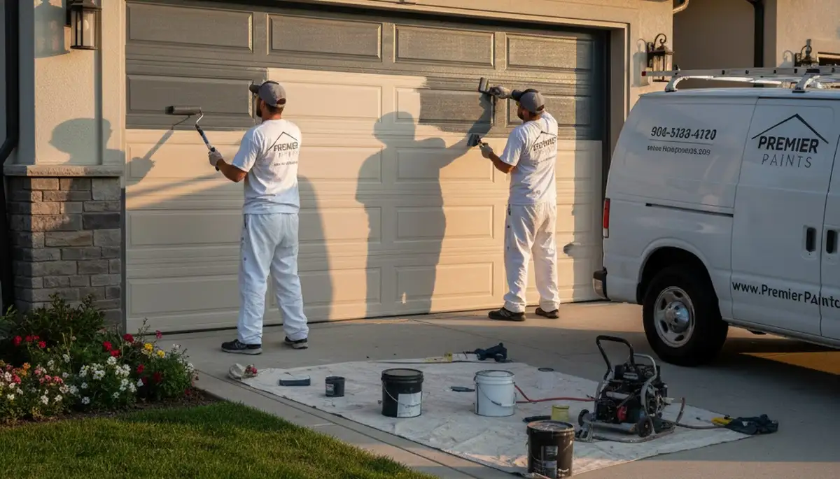 Professional garage door painting by house painters in Savannah, GA for lasting coastal curb appeal