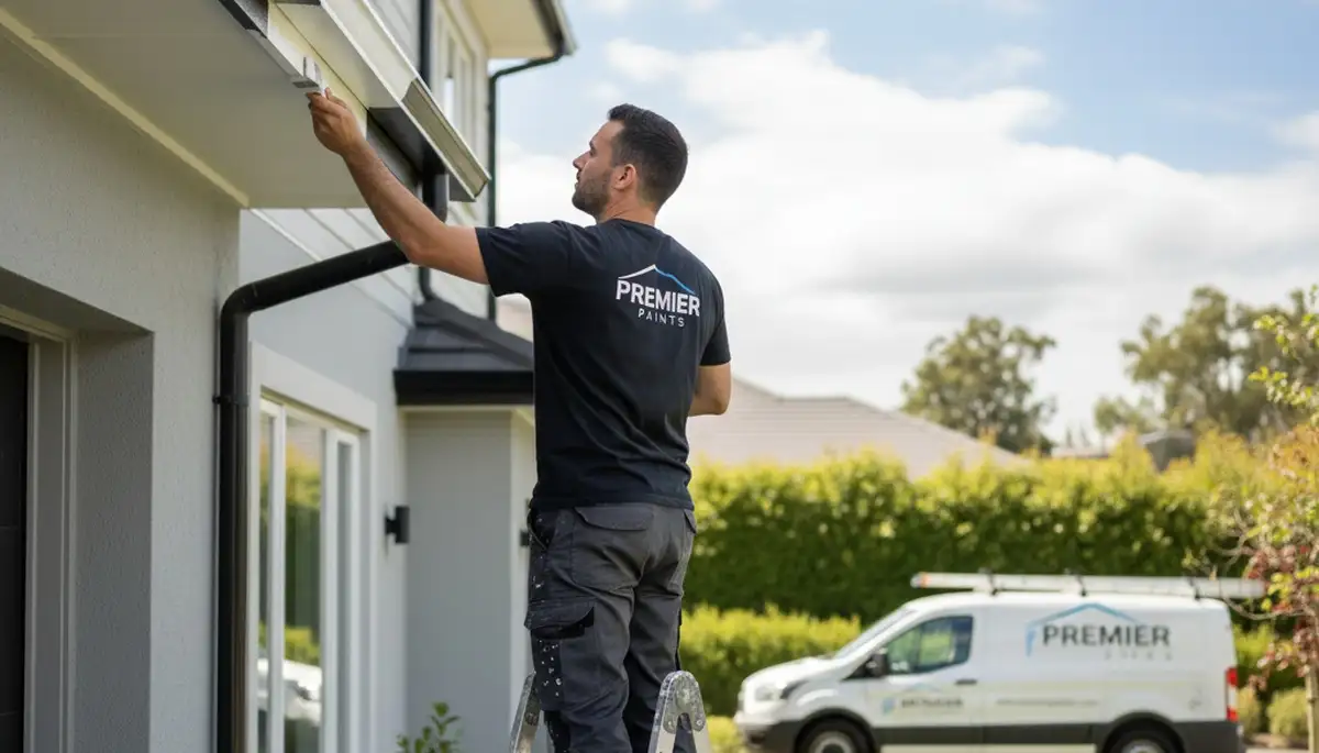 Professional gutter painting on a coastal home in Savannah, GA by expert house painters