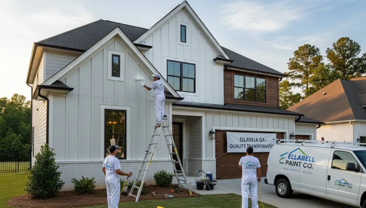 Professional exterior house painters working on a coastal home in Savannah, GA