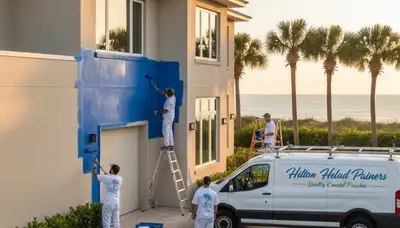 Professional house painters working on exterior home repaint in Savannah, GA