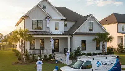 Professional house painters completing residential exterior painting in Savannah, GA