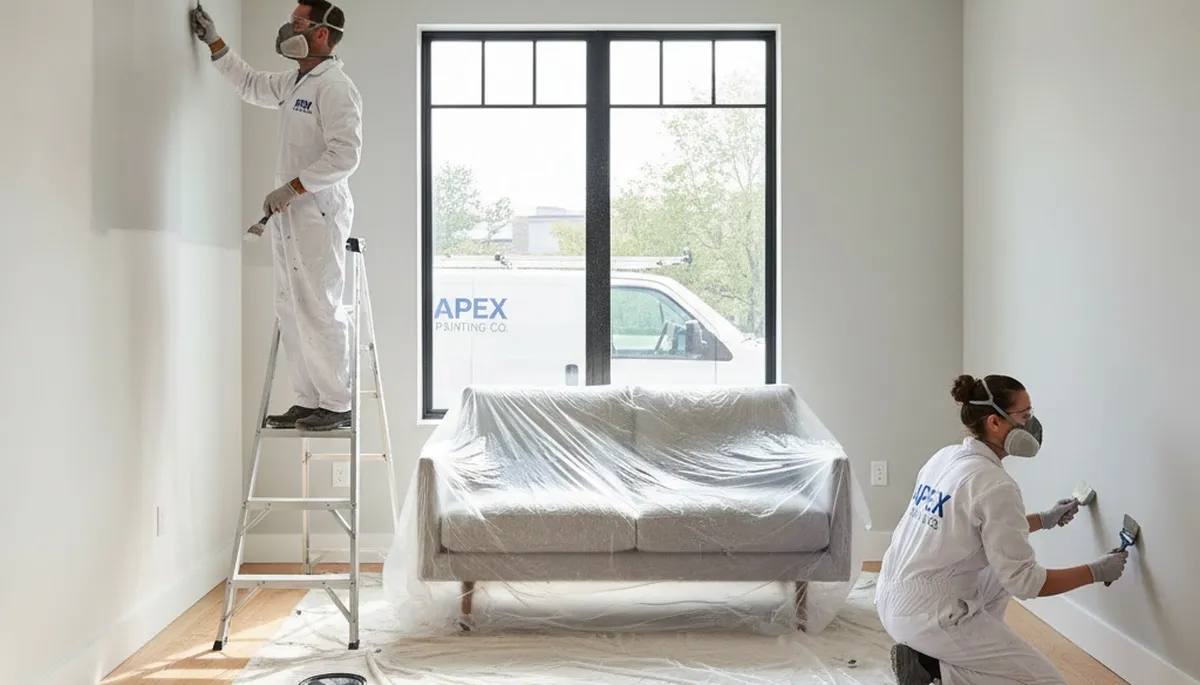 Professional interior house painting in Savannah, GA showing freshly painted coastal-style living room
