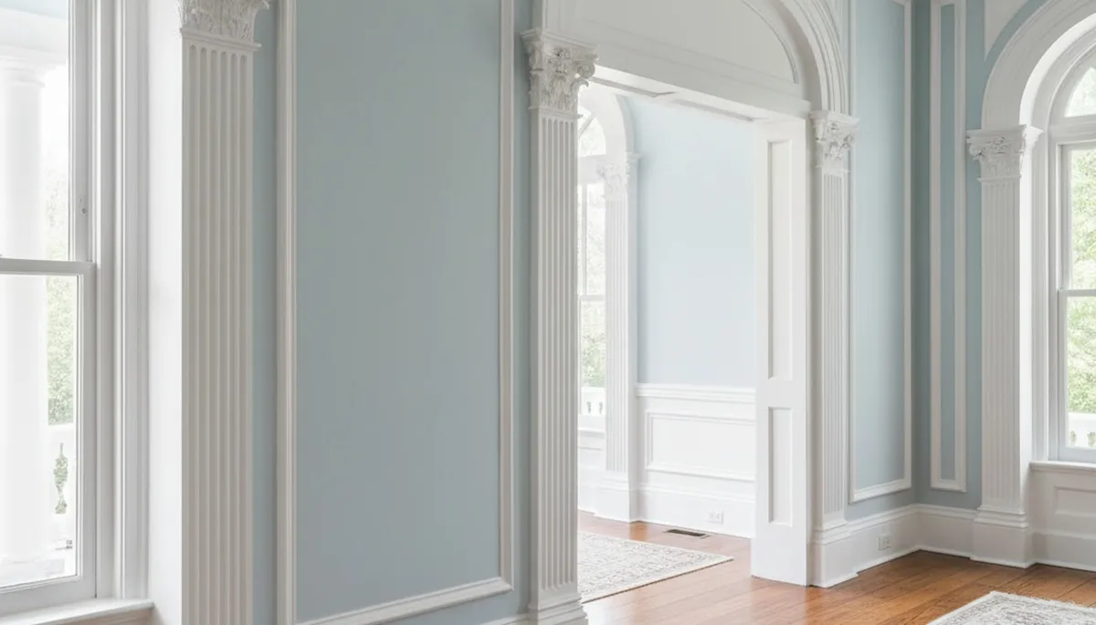 Professional interior trim painting in Savannah, GA highlighting detailed woodwork and crisp finish