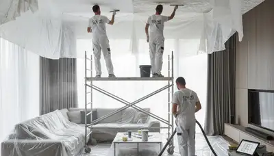 Professional popcorn ceiling removal in Savannah, GA home for smooth modern interior finish