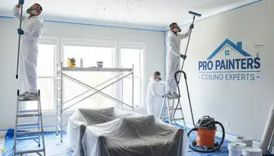 Professional popcorn ceiling removal in Savannah, GA home with smooth modern ceiling finish