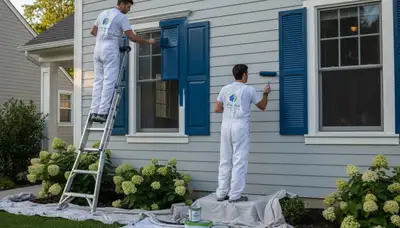 Professional shutter painting on coastal home exterior in Savannah, GA