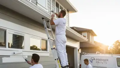 Professional trim and fascia painting on a Savannah GA home by expert coastal house painters