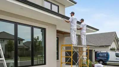 Professional trim and fascia painting on coastal home in Savannah, GA by expert house painters