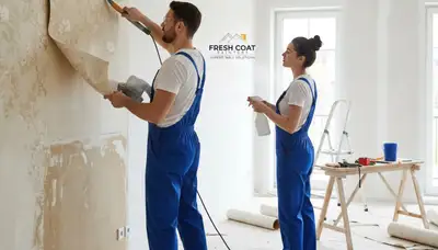 Professional wallpaper removal and wall prep by painters in Savannah, GA historic home