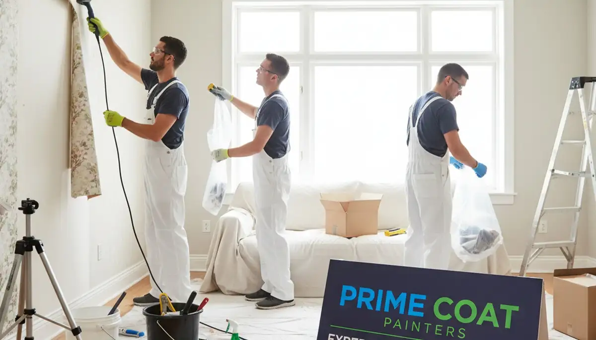 Professional wallpaper removal for historic home interior in Savannah, GA by expert painters